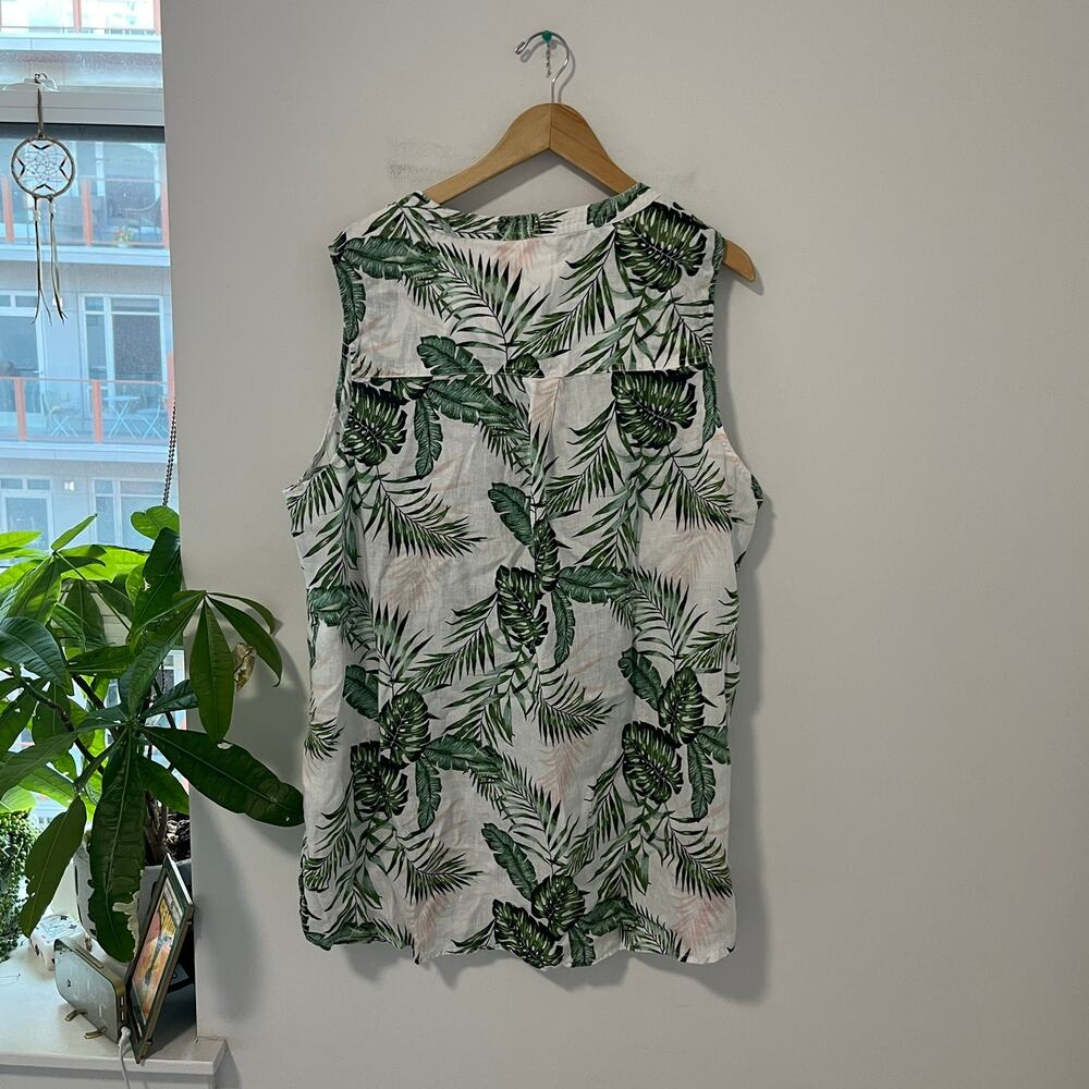 C&C California Palm Leaf Print Linen Button Up Tank Size 3X - Picture 6 of 6
